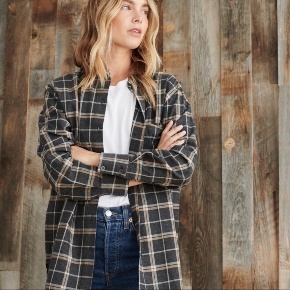 NEW Jenni Kayne Cotton Button Back Flannel Shirt
